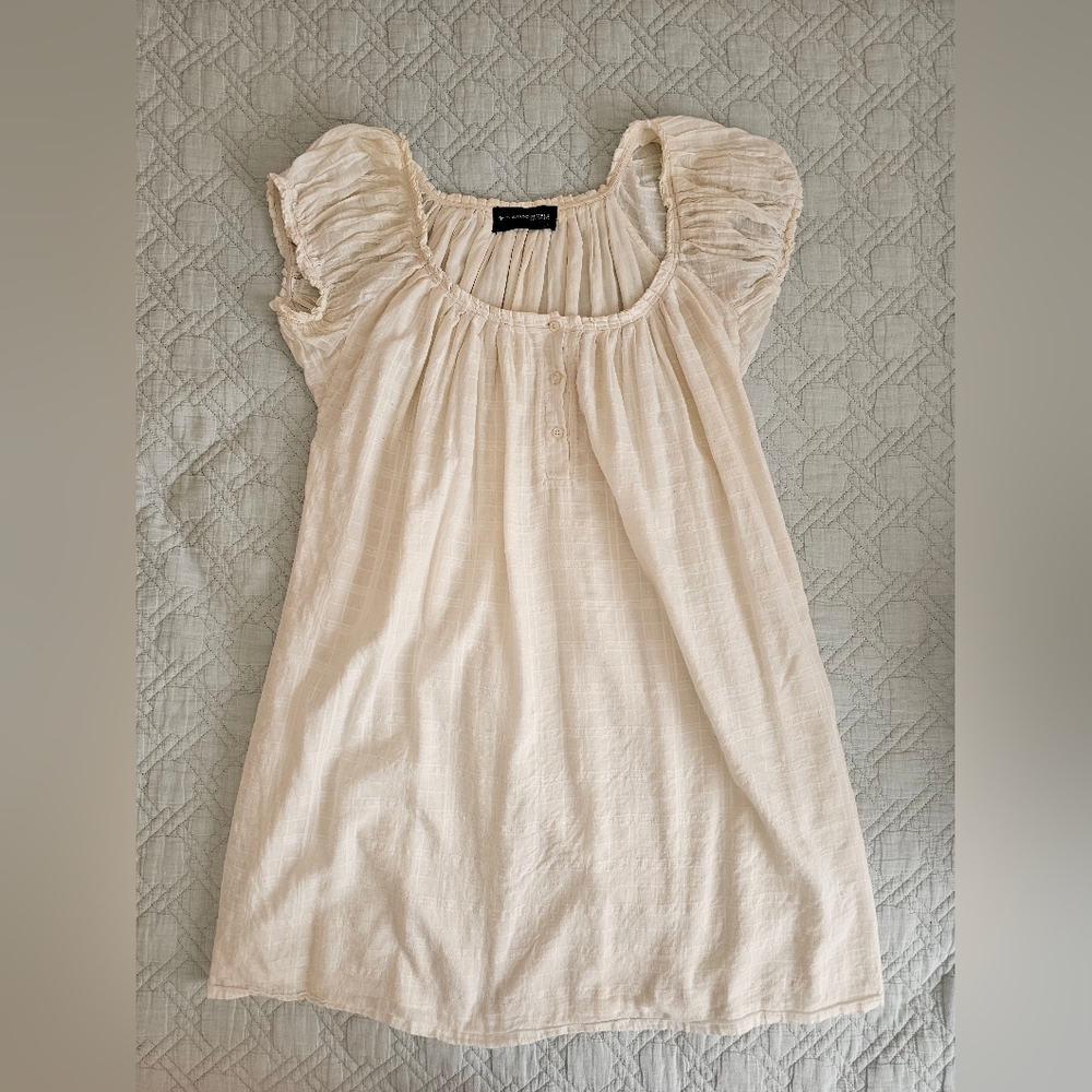 Cream Short Sleeve Dress Cotton100%